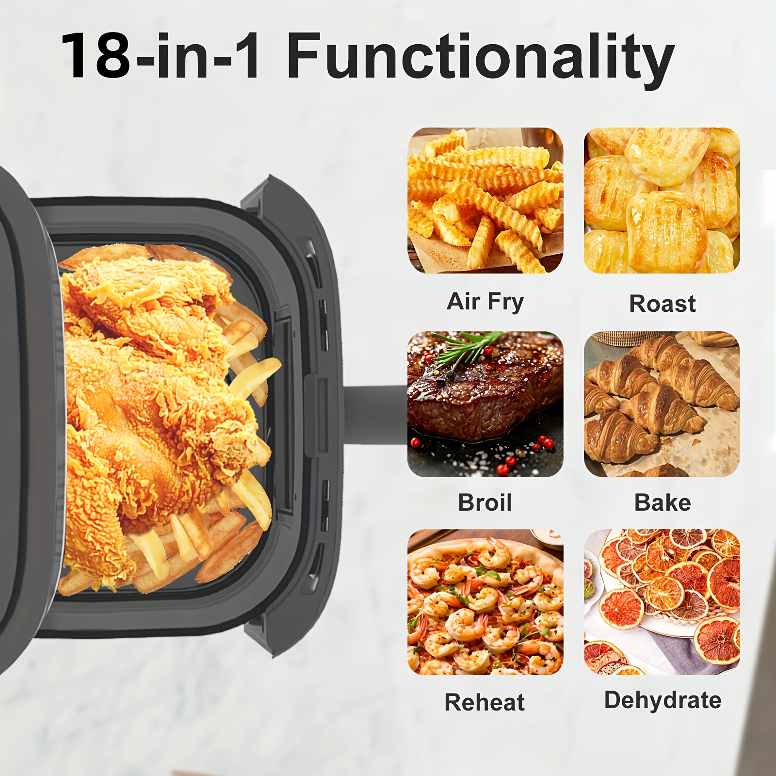 air fryer 6 25qt 2400w large capacity oven air fryer health cookware with 10 household electronic touch control multi functional air fryer with stainless steel rack basket kitchen utensils details 3