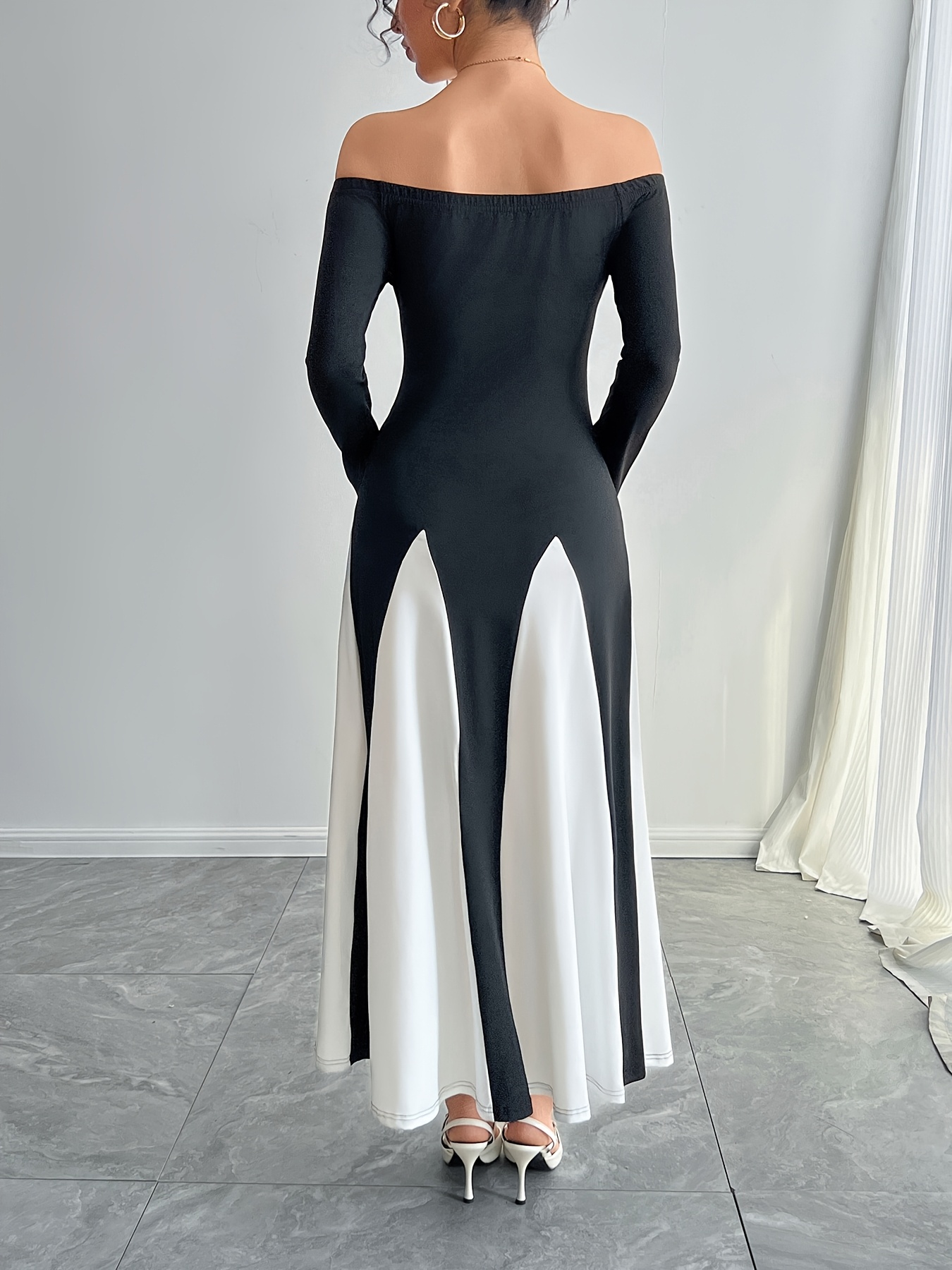 long white and black dress Black and White Long Prom Dress main image 0