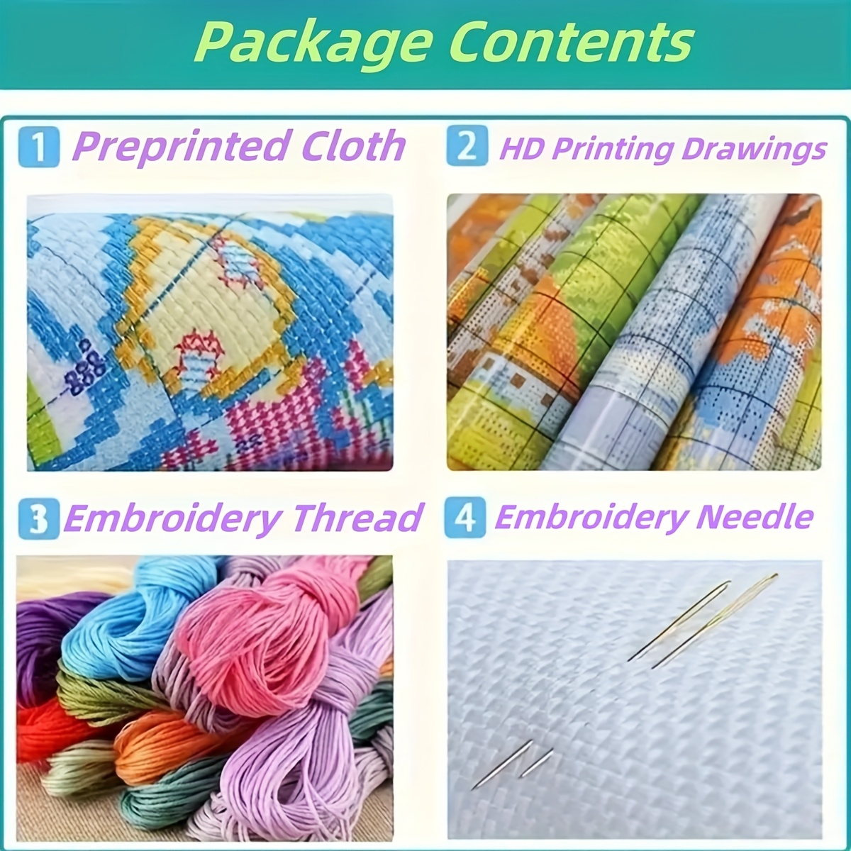 Cross Stitch Kit with Pre-Printed Pattern for Home Decoration Art