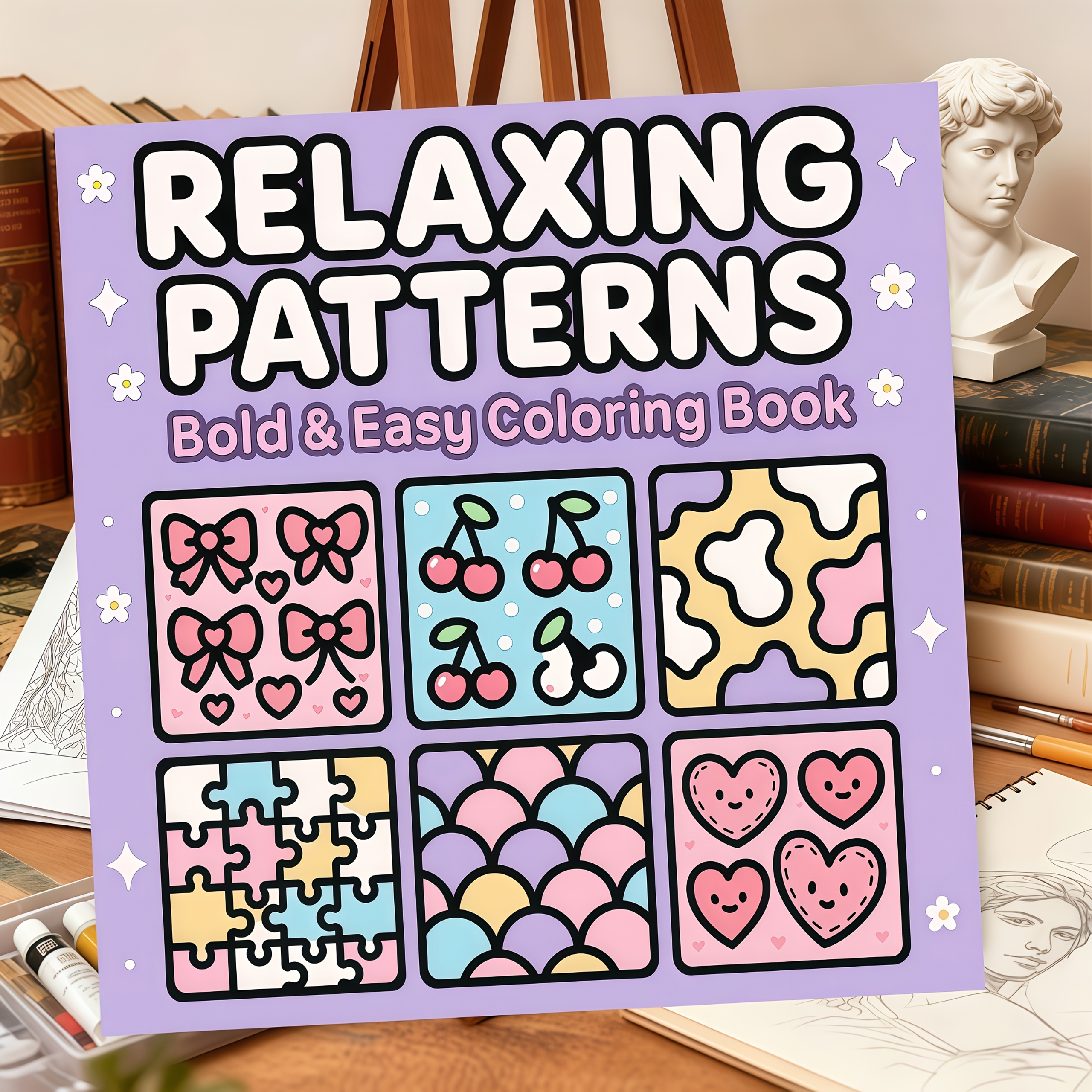 TEMU 1 Soothing Pattern Coloring Book, 24 Pages Of Calming Abstract Geometric Line , Perfect For Children And Adults Who Enjoy Abstract Coloring,