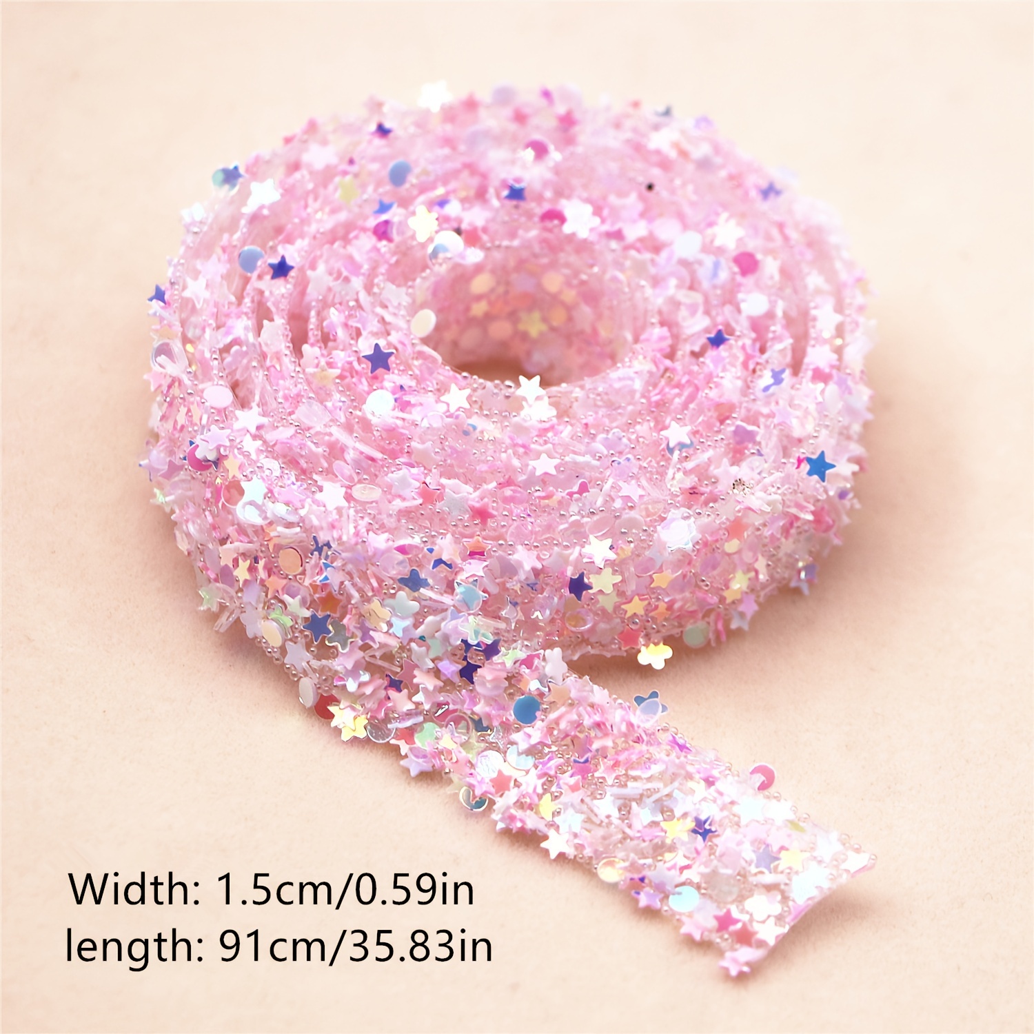 1 Yard Shimmering Colorful Sequins Self-adhesive Rhinestone Strip - Crafts, Jewelry Decoration, Clothing Shoe Packaging Decoration Additions