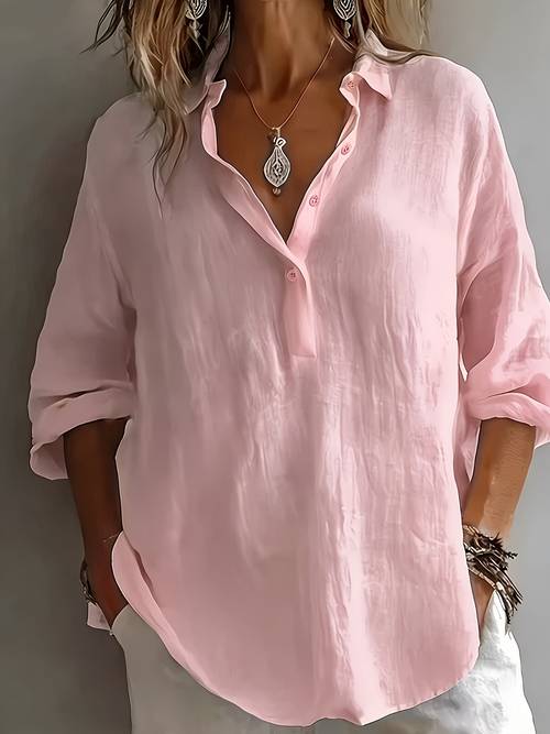 chemise en lin à col pour femmes, style vacances cool | noir, coupe , demi-mollette, décontractée et , drapé flatteur, respirante et confortable, couleur polyvalente