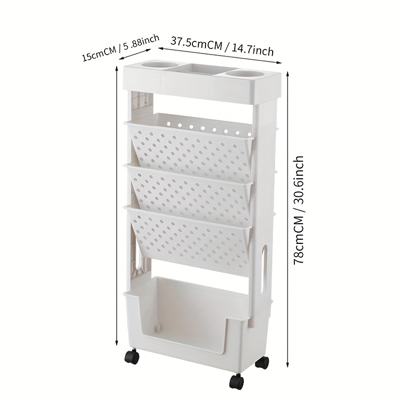 multi purpose rolling bookshelf organizer portable storage rack for students office desk organizer   room bookshelf white   space saving   books files Product details 5