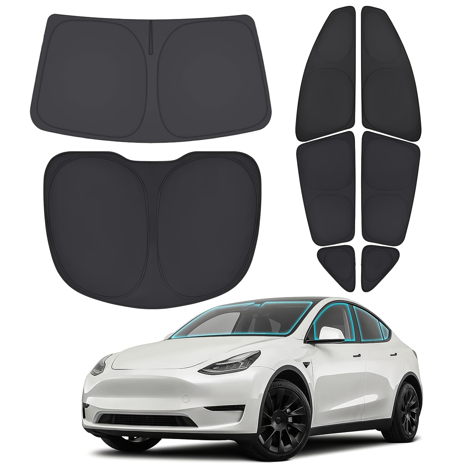 TEMU Special 8pcs 2-in-1 Reflective Sunshade Set For For , Suitable For 2020-2024 Models, Front And Rear Windshield Side Window Interior And Exterior