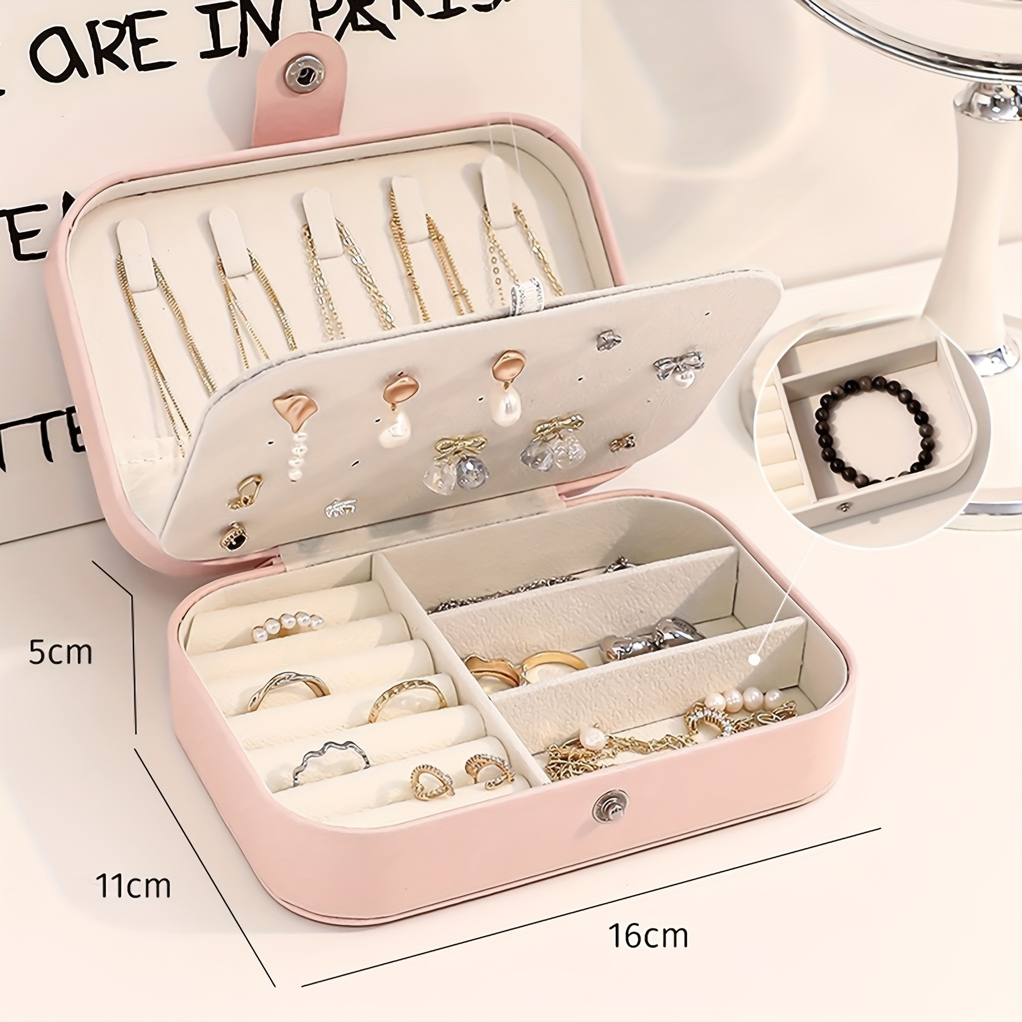 Custom-Made Silvery Engraved Faux Leather Portable Storage Box