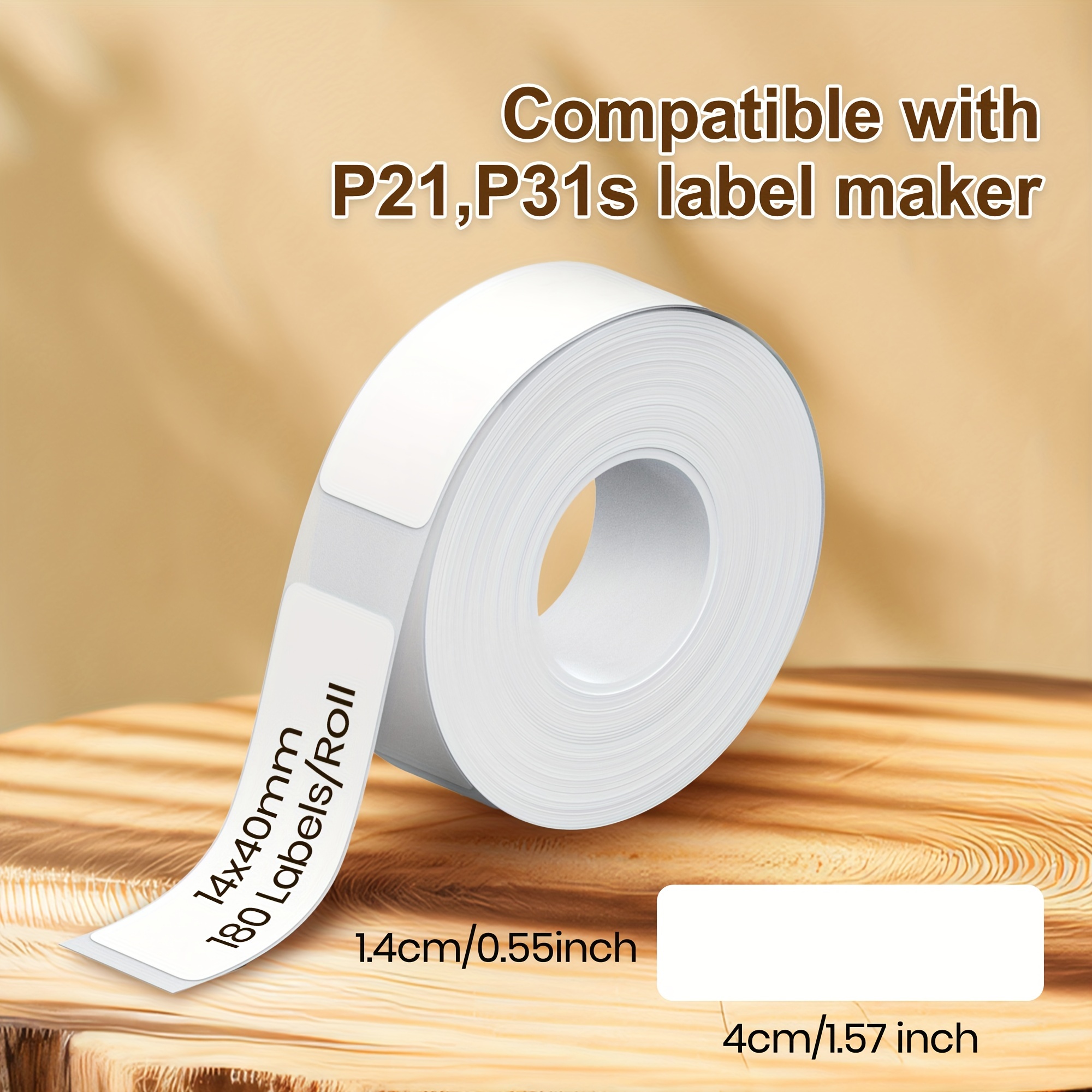 

P21 Label Black 14x40mm (0.55"x1.57"), Label Printer Paper Standard Laminated 180 Labels/roll, Tape Use For Office, School And Home