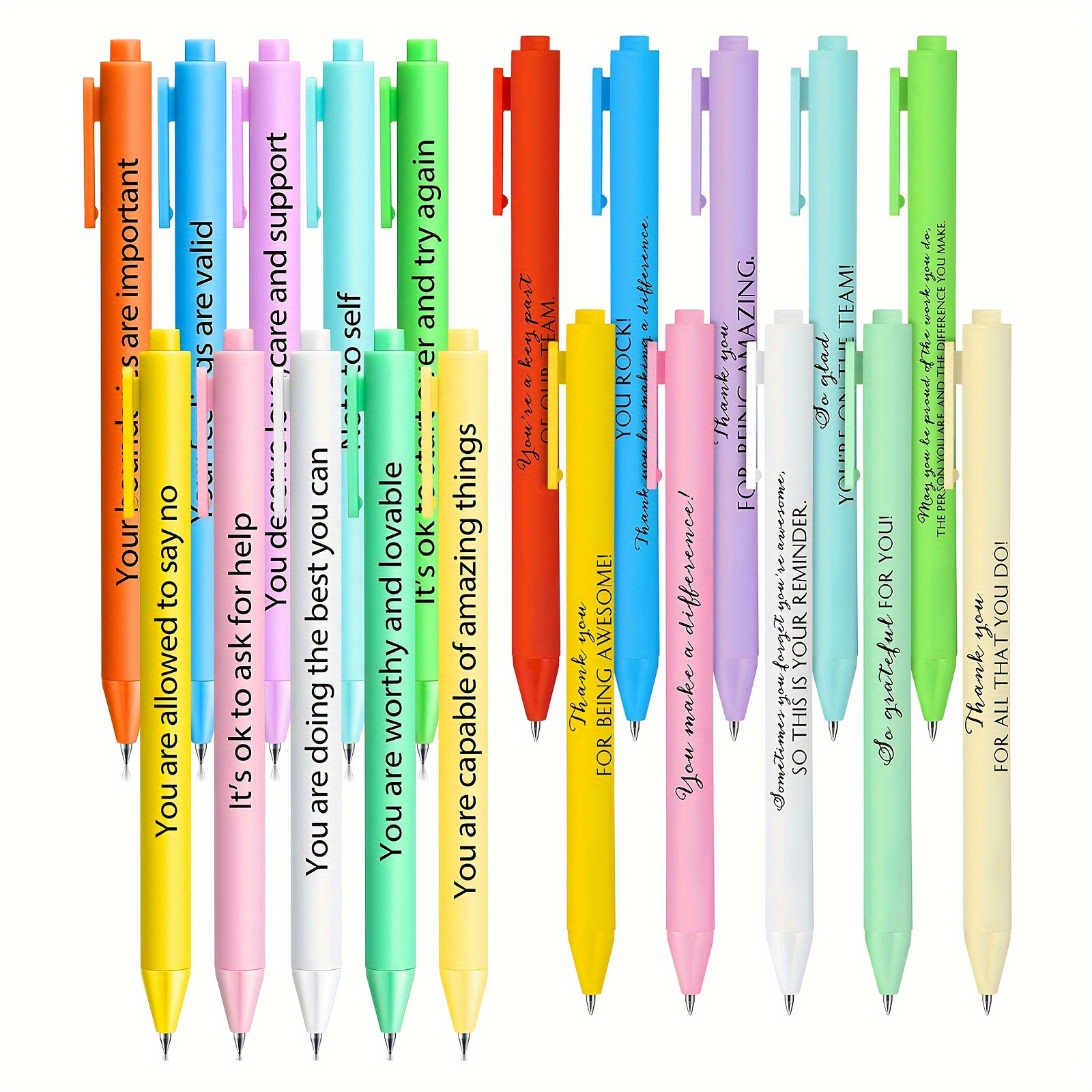 

20-pack Inspirational Ballpoint Pens, Motivational Writing Pens Point, Smooth Writing, , Ergonomic Oval Design, Office Supplies For Men And Women