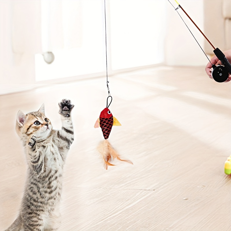 Keep Cat Happy Entertained Interactive Fishing Rod Toy! - Temu