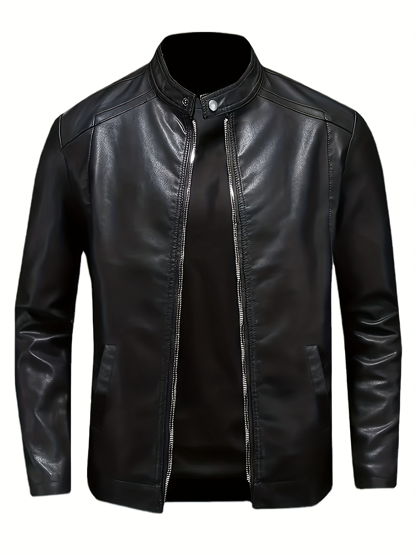 Veste En Similicuir Homme - Blouson Moto, Doublure Chaude, Style Aviateur - 8