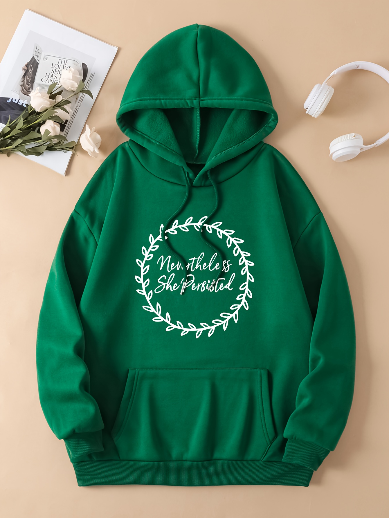 Hoodie Sweatshirt Letter Print Fleece Pants Set