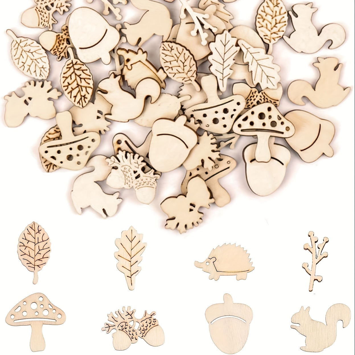 

50pcs Wooden Set - & For , Christmas Tree Decor, Scrapbooking & Wedding
