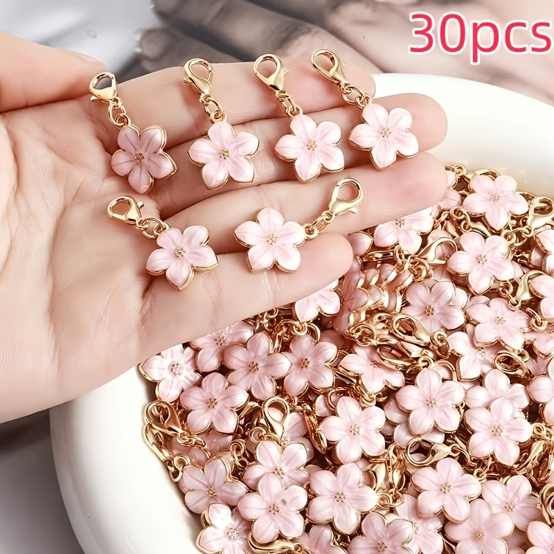 TEMU 30pcs Fashionable Pink Alloy Cherry Pendant Keychain Set, Cute Ladies' Bag Charm, Fashion Accessory, Elegant And Women's Keychain, High-quality