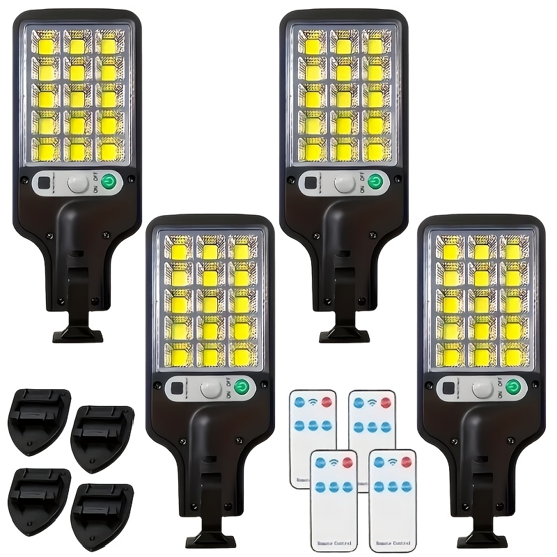 Image of 4packs 180 Cob Led Outdoor Solar Wall Lights, Security Lights With Motion Sensor, 3 Lighting , Ip65 Solar Flood Lights, 120° Wide-angle Led Wall Lights, Suitable For Gardens, Yards, And Patios