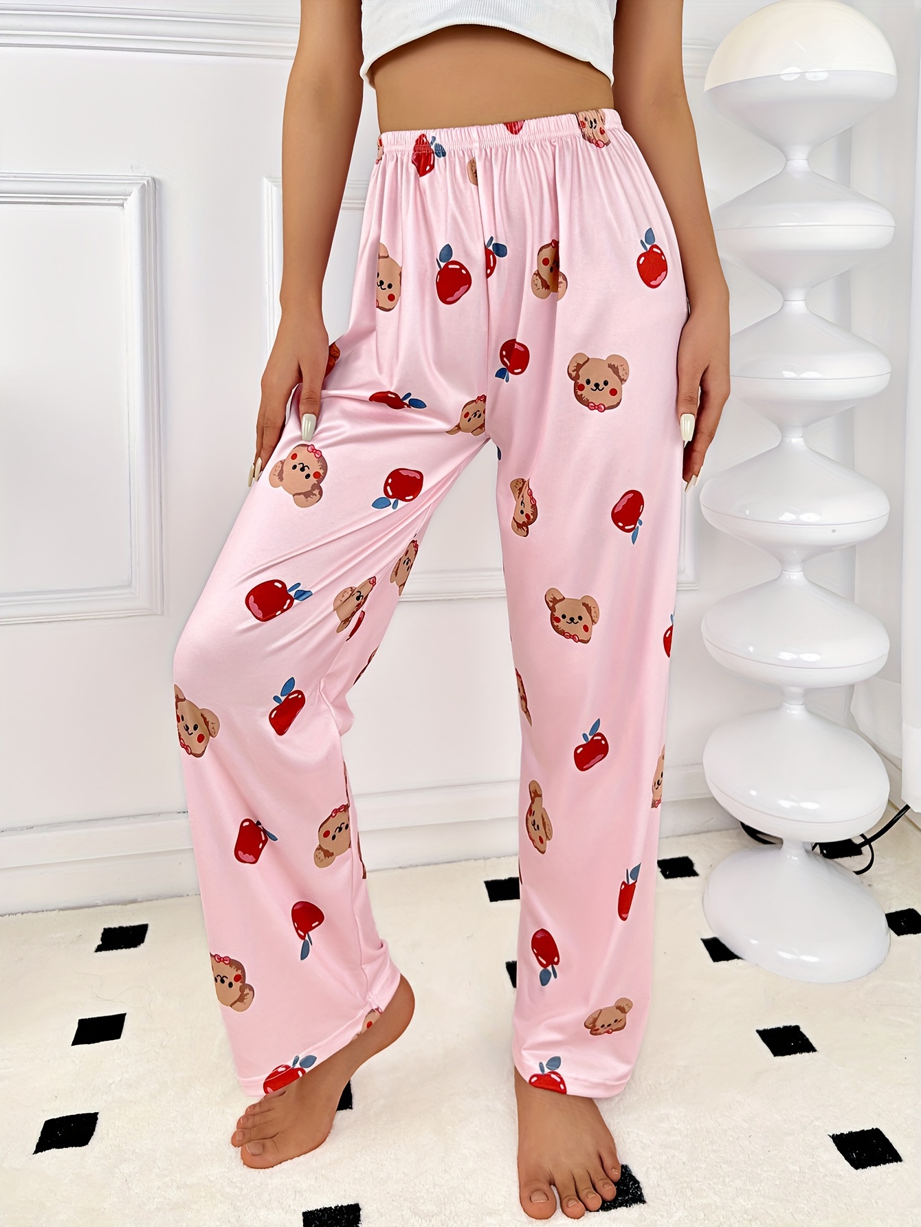 Womens Cute Bear Print Fleece Lounge Pants Casual Soft Pajama Pants Winter  Sleepwear Comfy Warm Baggy Home Pants : : Clothing, Shoes &  Accessories