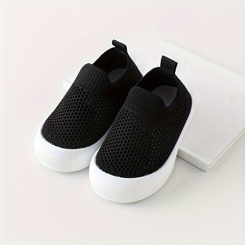 Image of Casual Comfortable Solid Color Slip On Low Top Woven Shoes For Baby Boys, Breathable Lightweight Walking