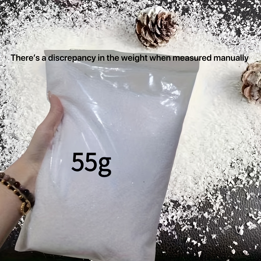 TEMU 55g Shiny Artificial Snow - Classic Snow, Suitable For Christmas Decorations, Crafts, Scenes, And Holiday Party Setups - Festive Atmosphere
