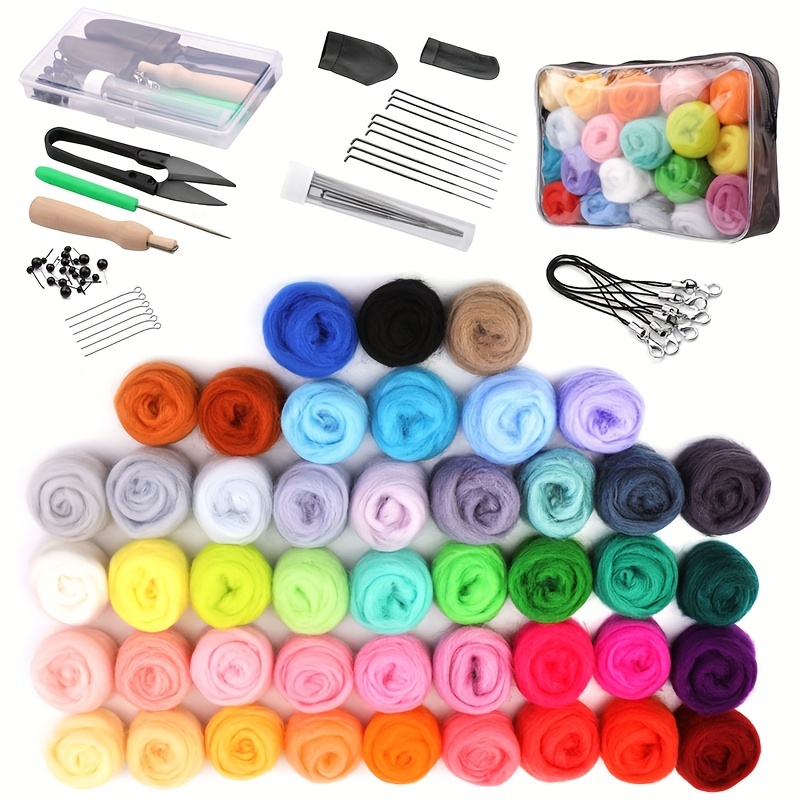 

45 Colors Needle Felting Kit, Felting Kit With Felting Knitted Roving, Felting Needles, Needle Felting Kit With Basic Tools And Accessories, Felting Kits For Beginners Diy Felting Craft