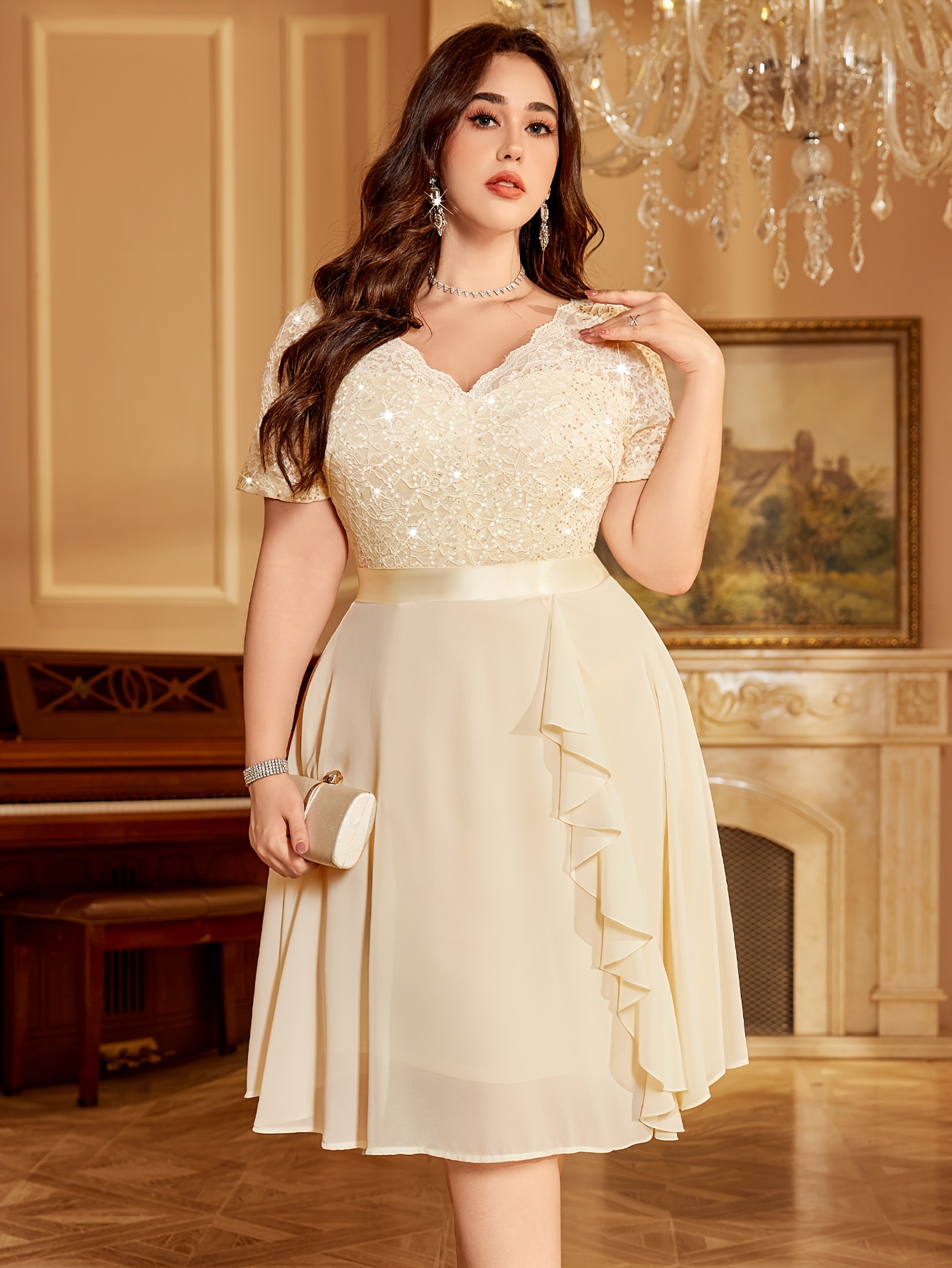 plus size p84118a elegant plus size womens lace bridesmaid - Temu