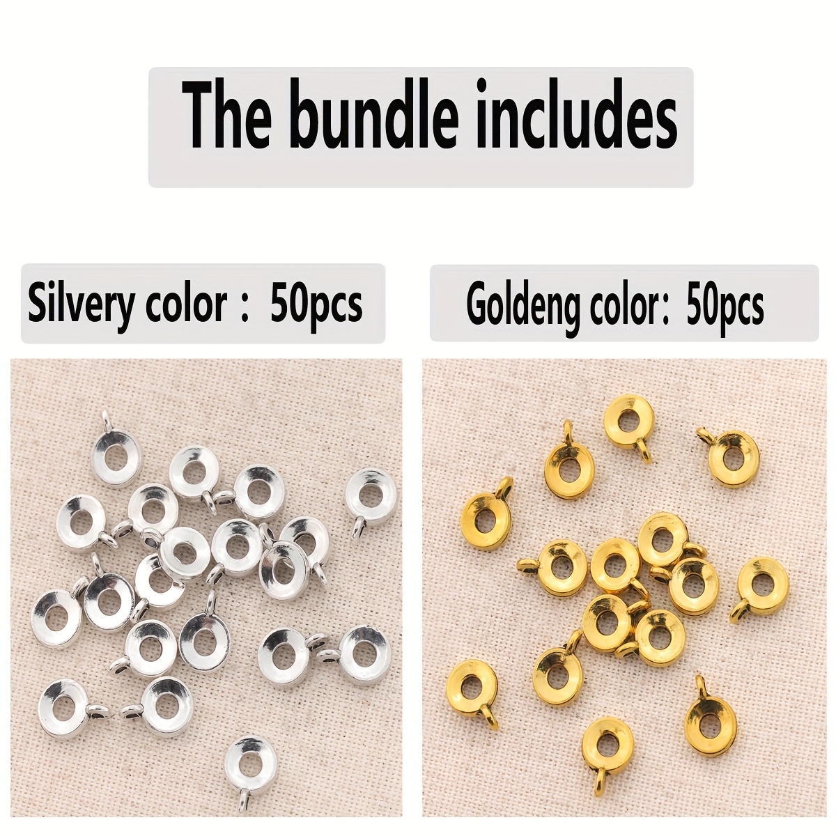 E-shop 100 Stk./50 Stk. Dreikantverbinder mit hängenden runden Spacer-Perlen 11 mm, flache ovale lose Intervallperlen, einzelne hängende ungleichmäßige