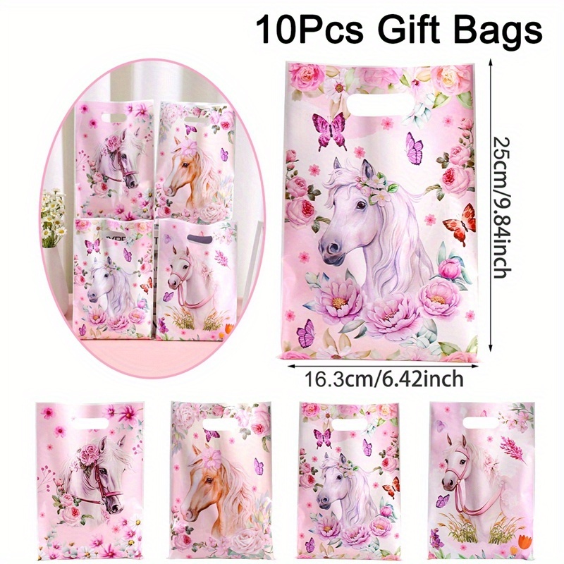 10/20/50pcs & Party Favor Bags With -like Horses, Pastel Wedding/birthday/' Party Decorations - Durable Polypropylene Pp Material Gift Bags 1st Birthday, Shower, Spring Events (bulk Pack)