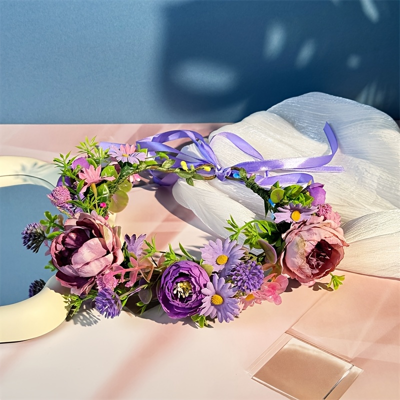 Fascia per capelli a fiori blu navy e rosa. Fascia intrecciata. Impacco per capelli in spandex di cotone. Avvolgimento della testa elasticizzata. - Italia