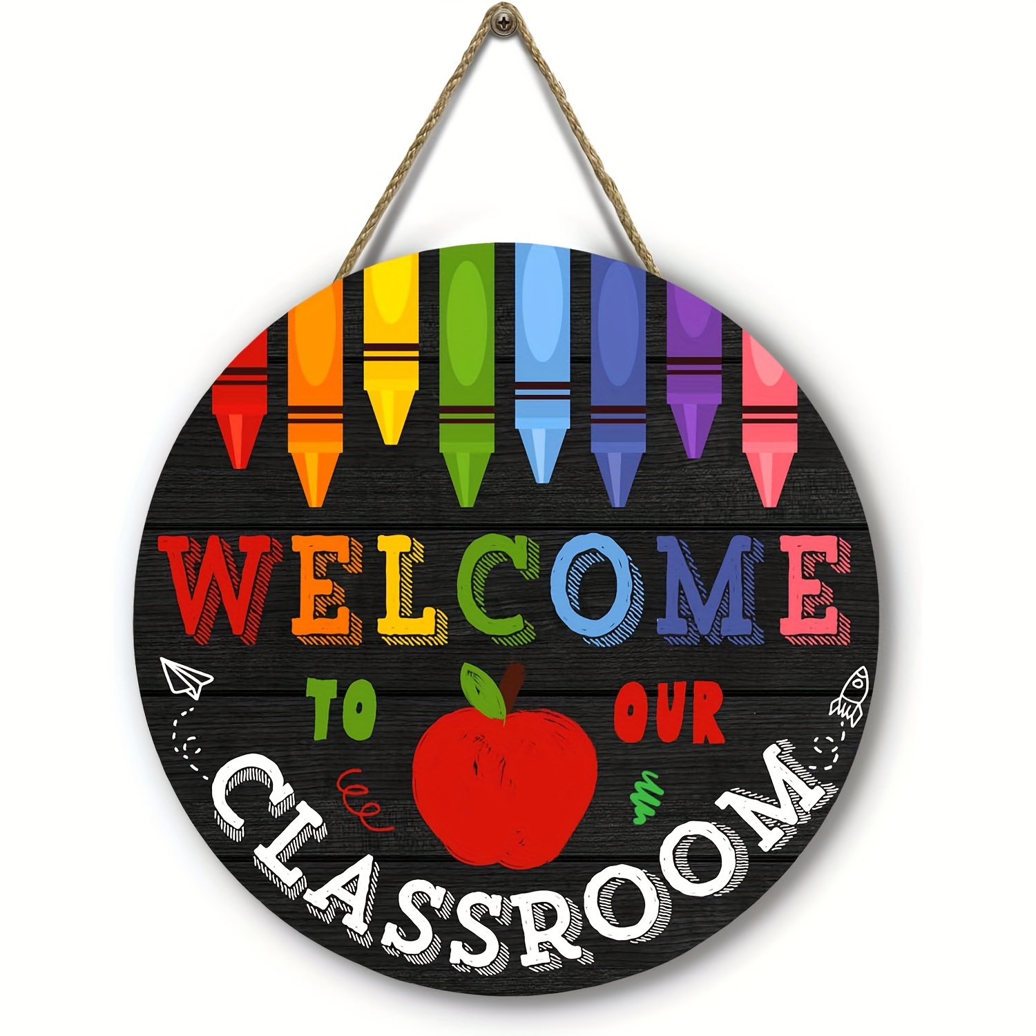 

Welcome To Our Classroom" Wooden Door Sign - & Pencil Design, Perfect For Teacher's Back-to-school Decor And Bulletin Board