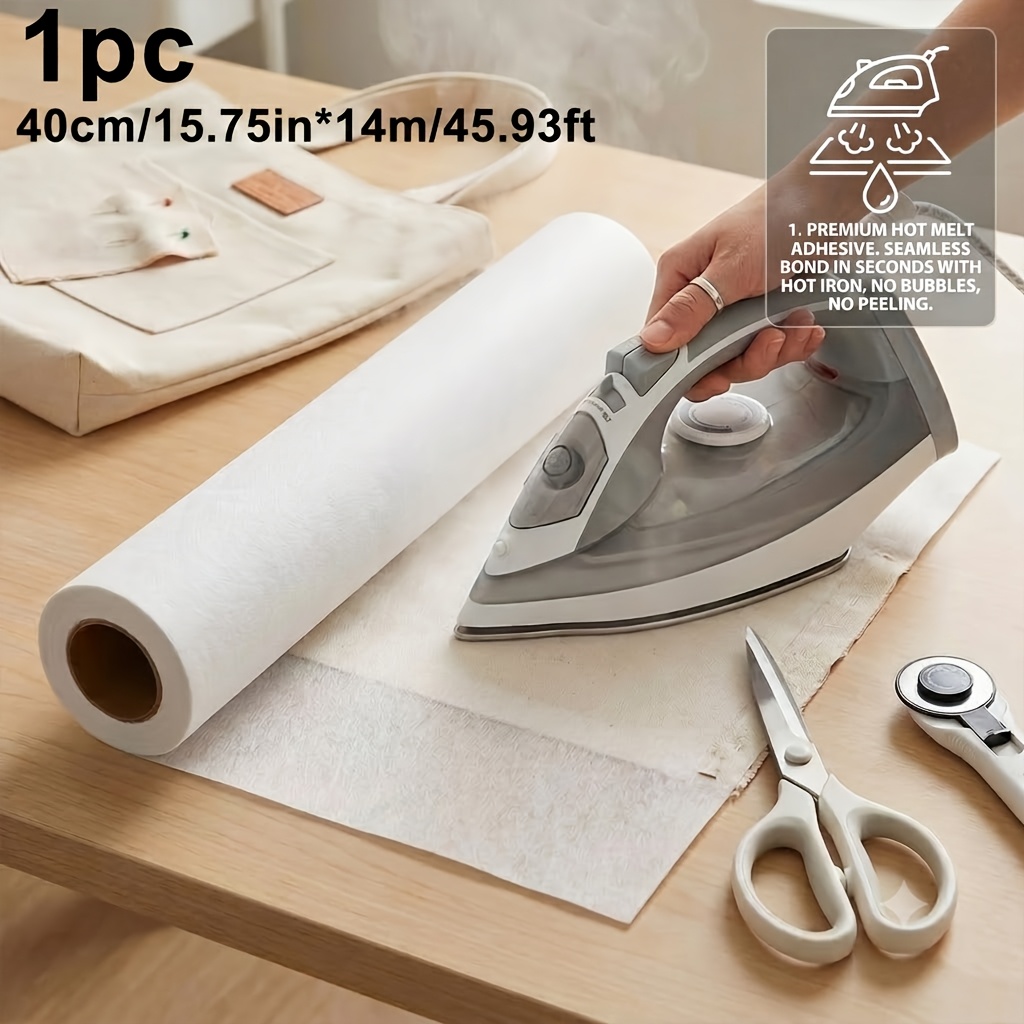 Image of 35g Per White Nonwoven Fabric Fusible Interfacing For Sewing Roll (40cm X 14m/28m) - Double-sided Iron-on For Sewing, Batting For Quilting Sewing Supplies Crafts, Clothing, Bags, Home Decor