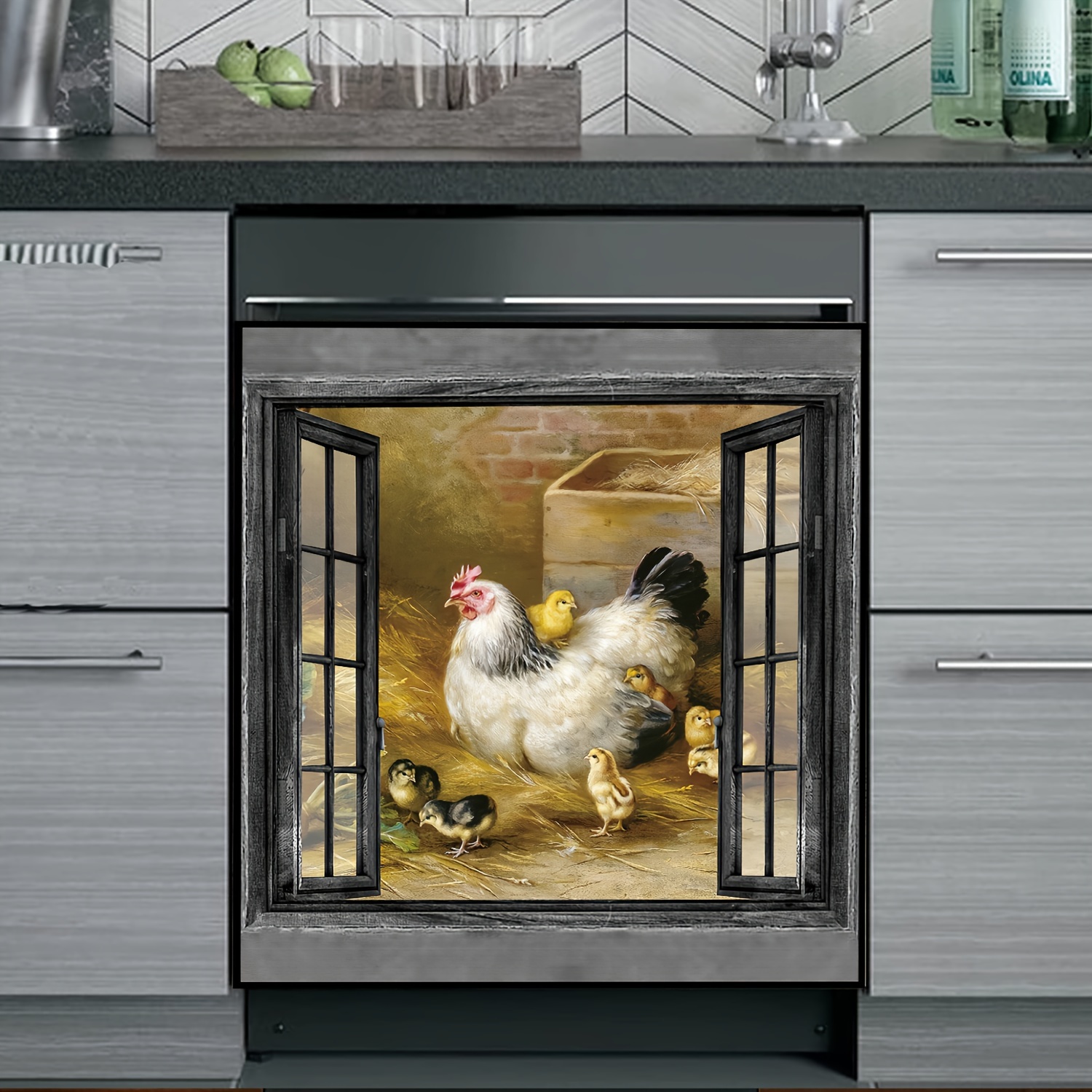 

Hen Dishwasher - Refrigerator Decal, -to- Decor, 23"x25.6