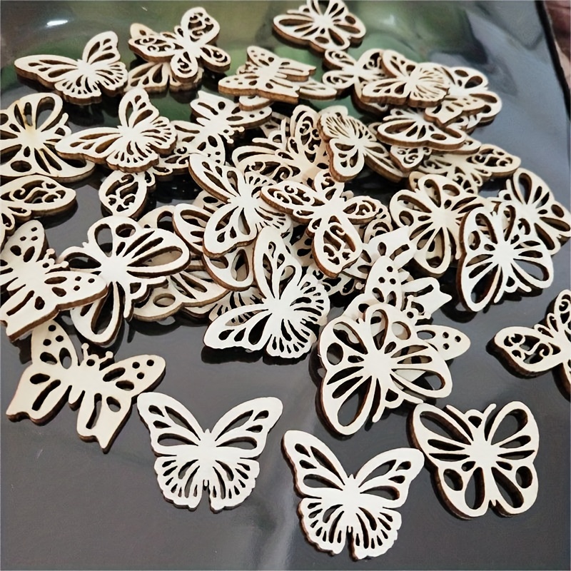 

50pcs/set Hollow Cute Butterfly Puzzle Wooden Cartoon Butterfly Wooden Pieces