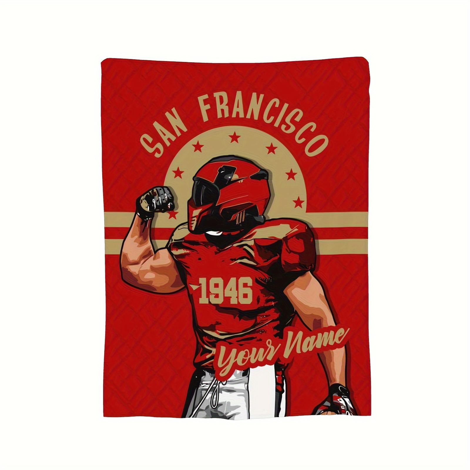 

Customizable San Francisco Football Blanket, Personalized Name Gift Throw, Unisex Polyester Knit, Decorative Sofa & Bed Cover, Sports Style Home Decor