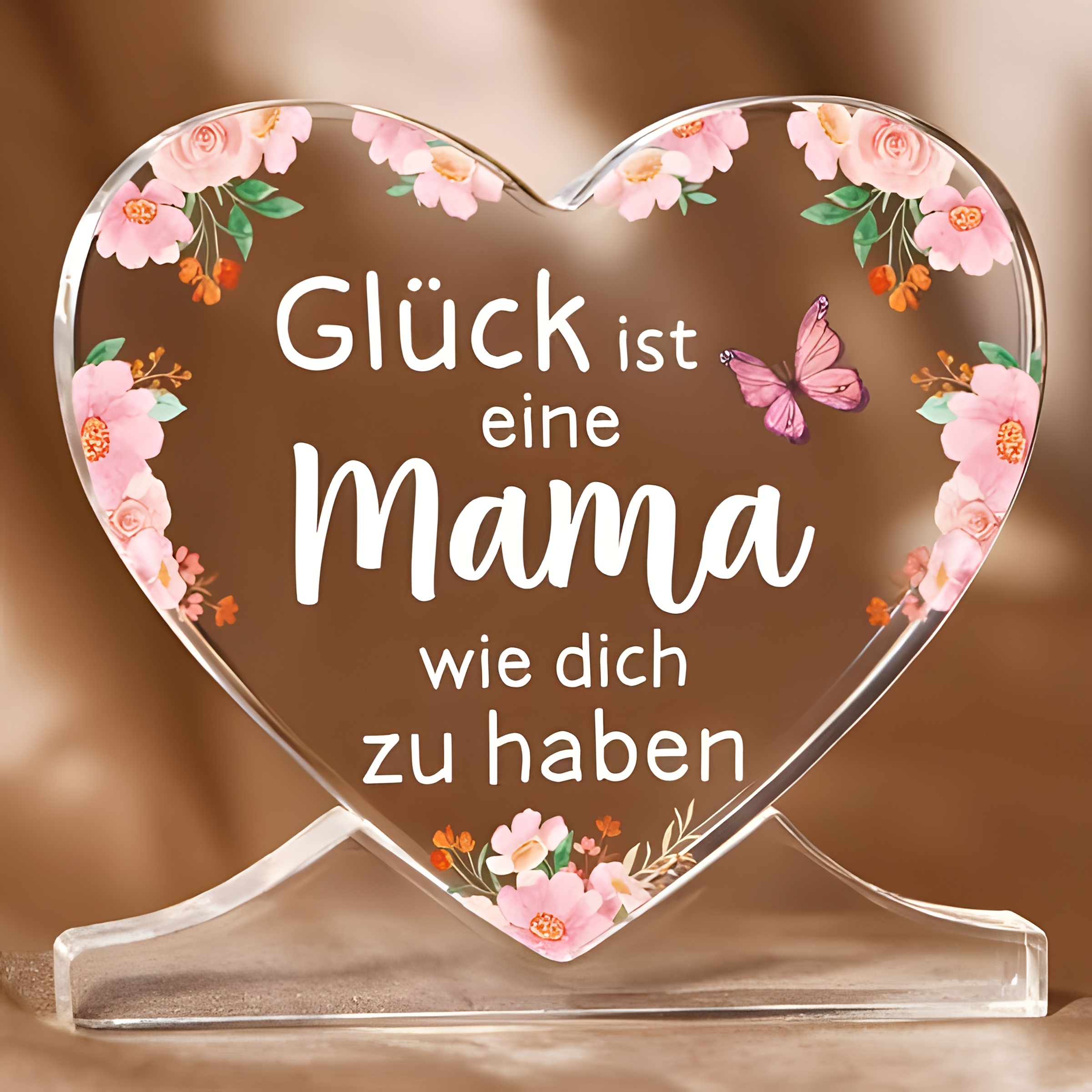 Image of 2d Flat - [2d Flat] 3.94x3.94inch, 1 Mother's Day Gift - Heart-shaped Acrylic Plaque With German "thank You For Being " - Birthday, Anniversary, Keepsake, Elegant Display