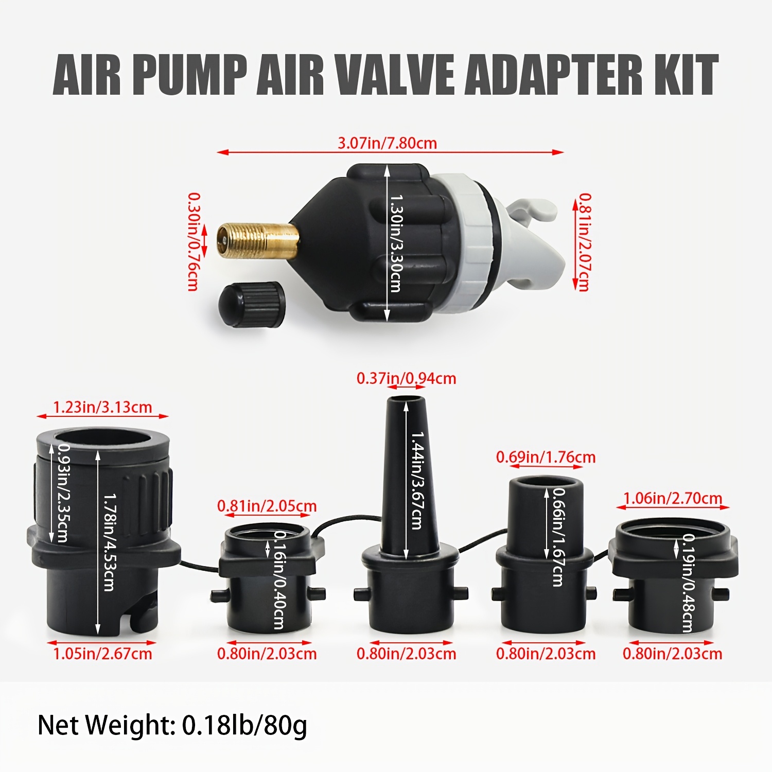 Koetsu Air Pump Adapter Kit Paddle Nozzle Multifunctional Conversion Adapter With 4 Nozzles