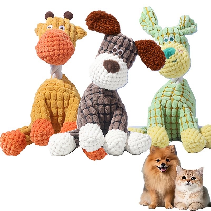 TEMU Dog Squeaky Plush Toy, 2026 New Durable Plush Dog Toys For Aggressive Chewers, Squeaky Chew Toy For Small Dogs Puppy Teething Toys, To Keep Them