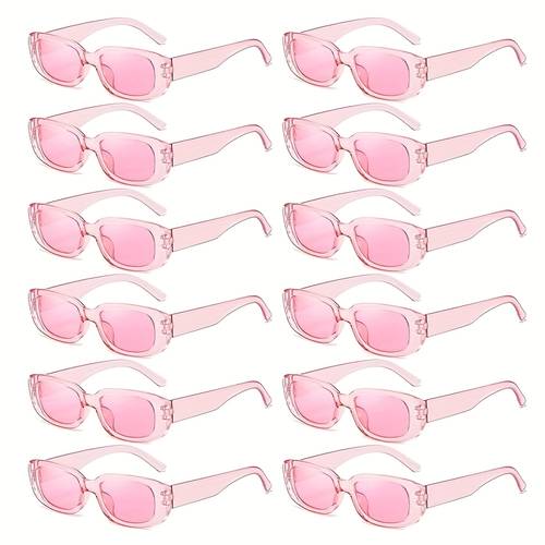 12 pack bulk pink oversized retro 90s round rectangle glasses lightweight plastic frame bachelorette party favors wedding photobooth props pink tinted glasses for bulk pack for group events for christmas newyear valentine party events
