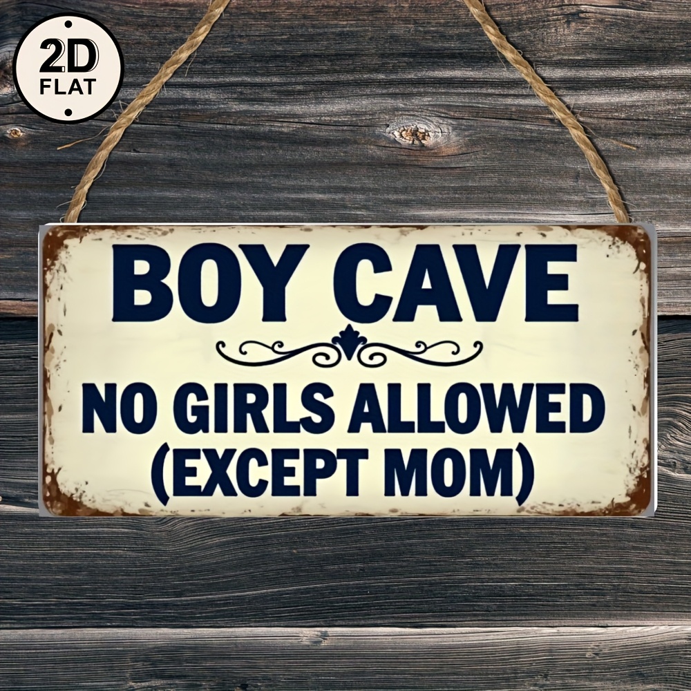 TEMU 2d Flat, A Fun Decorative Hanging Sign For Boys' Spaces, Featuring Simple Patterns And Humorous "rules For Entry" Text. With A And Warm Style,