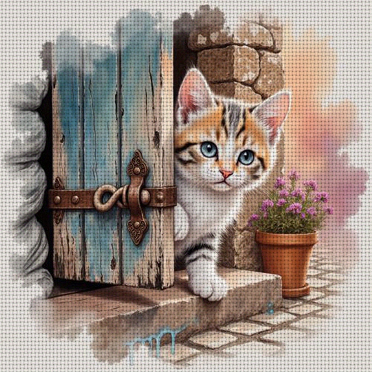 TEMU 1pc Printed Cross- Kit, Frameless, " Cat " Pattern, Perfect For Beginner's Relaxing Handmade Craft, Experiencing The Full From "leisure" To