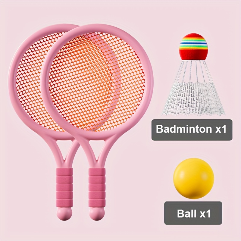 Cute Candy Color Indoor And Outdoor Casual Sports Tennis Racket Set, Parent- Interaction Game Activity Toys, Educational, Birthday, Christmas Toy Gifts (round Ball Color Red Or Yellow Random)