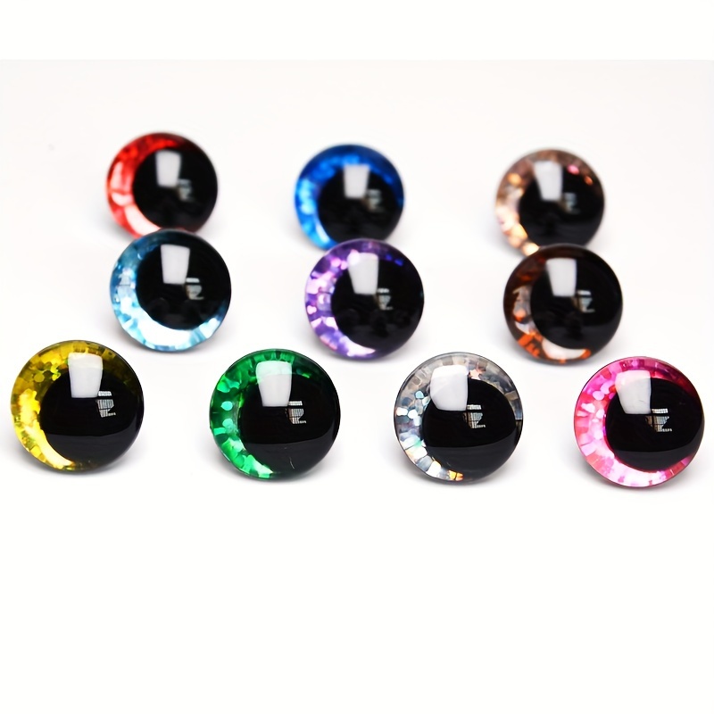 

20 Pairs Of 3d Glittering Anisochromatic Eyeballs For Diy Dolls - 12-30mm Sizes, Mixed Colors, Plastic Material