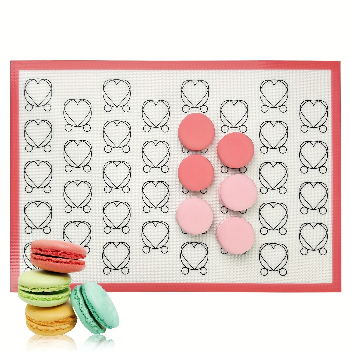 

1 tapis de cuisson en silicone avec de cœurs, feuille réutilisable et épaisse, antiadhésive, pour four, biscuits, , moules à pâtisserie, fabrication