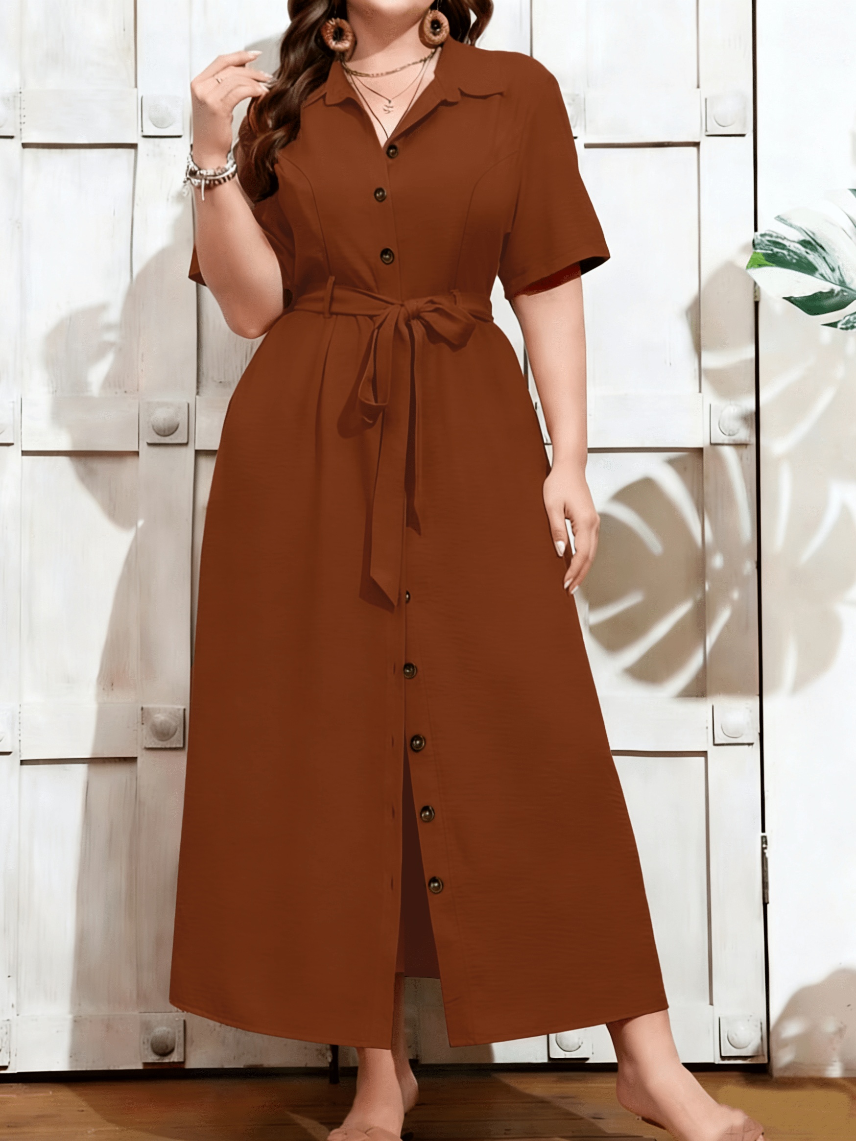 what color dress goes with brown heels Green Brown Plus Size African Ankara Print Long A Line Shirt Dress