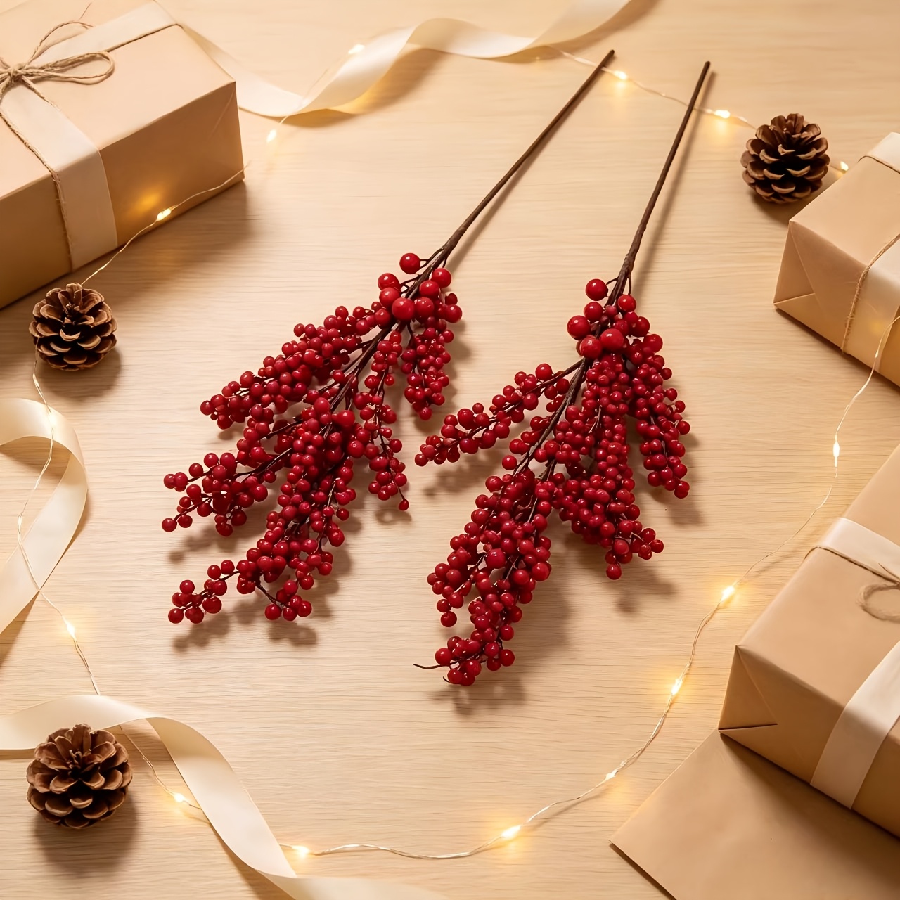 TEMU 1pc/2pcs Artificial Branches, Christmas Decorations, Diy Christmas Crafts, Wedding And Home Decor