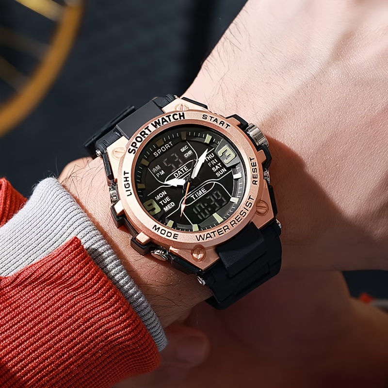 fashion unisex digital sports watch and shockproof pvc band alloy case non rechargeable button battery Product details 4