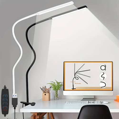 96led tischlampe, schreibtischlampe mit usb-betrieb – flexible gänsehals-design, 3 farbmodi, einstellbare helligkeit, für lesen, videoanrufe, und basteln