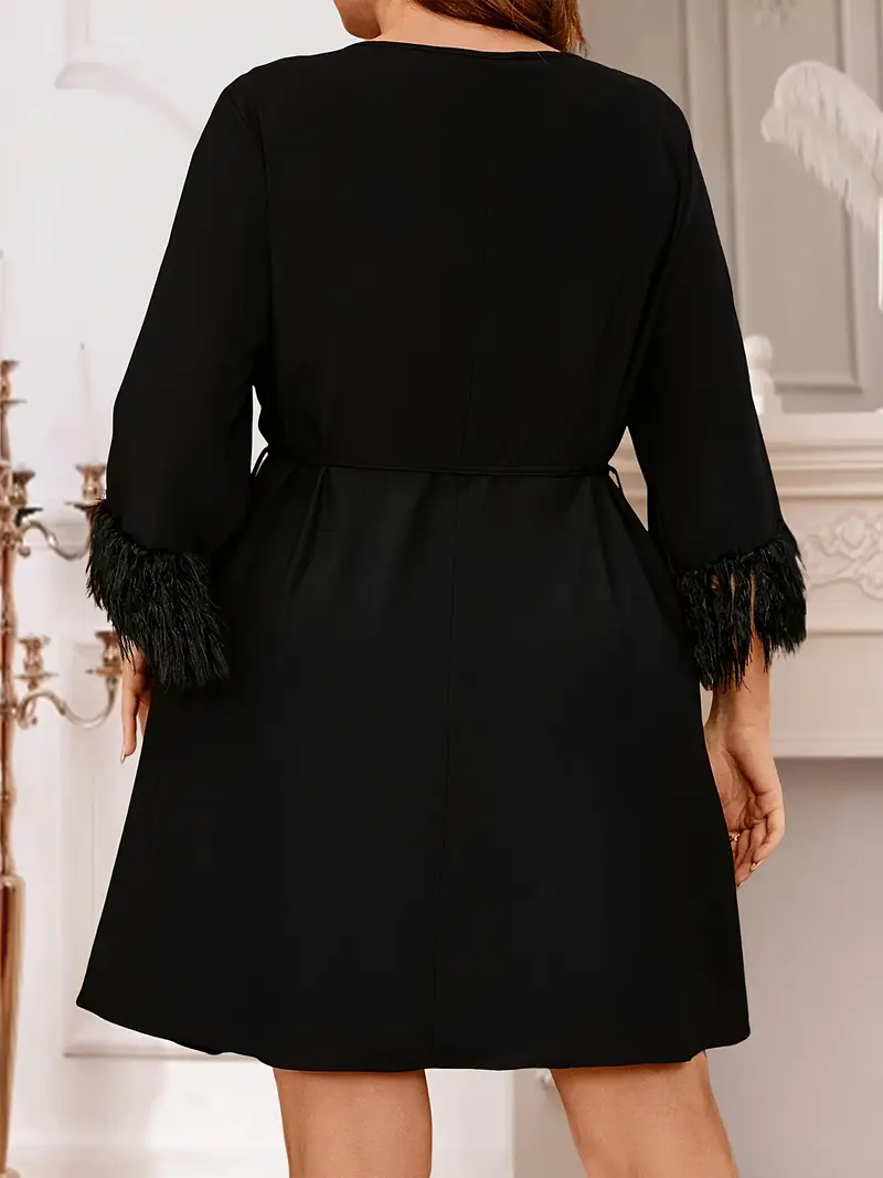 elegant black metal dress trim crew neck long sleeve - Temu Pakistan elegant black metal dress trim crew neck long sleeve - Temu Pakistan