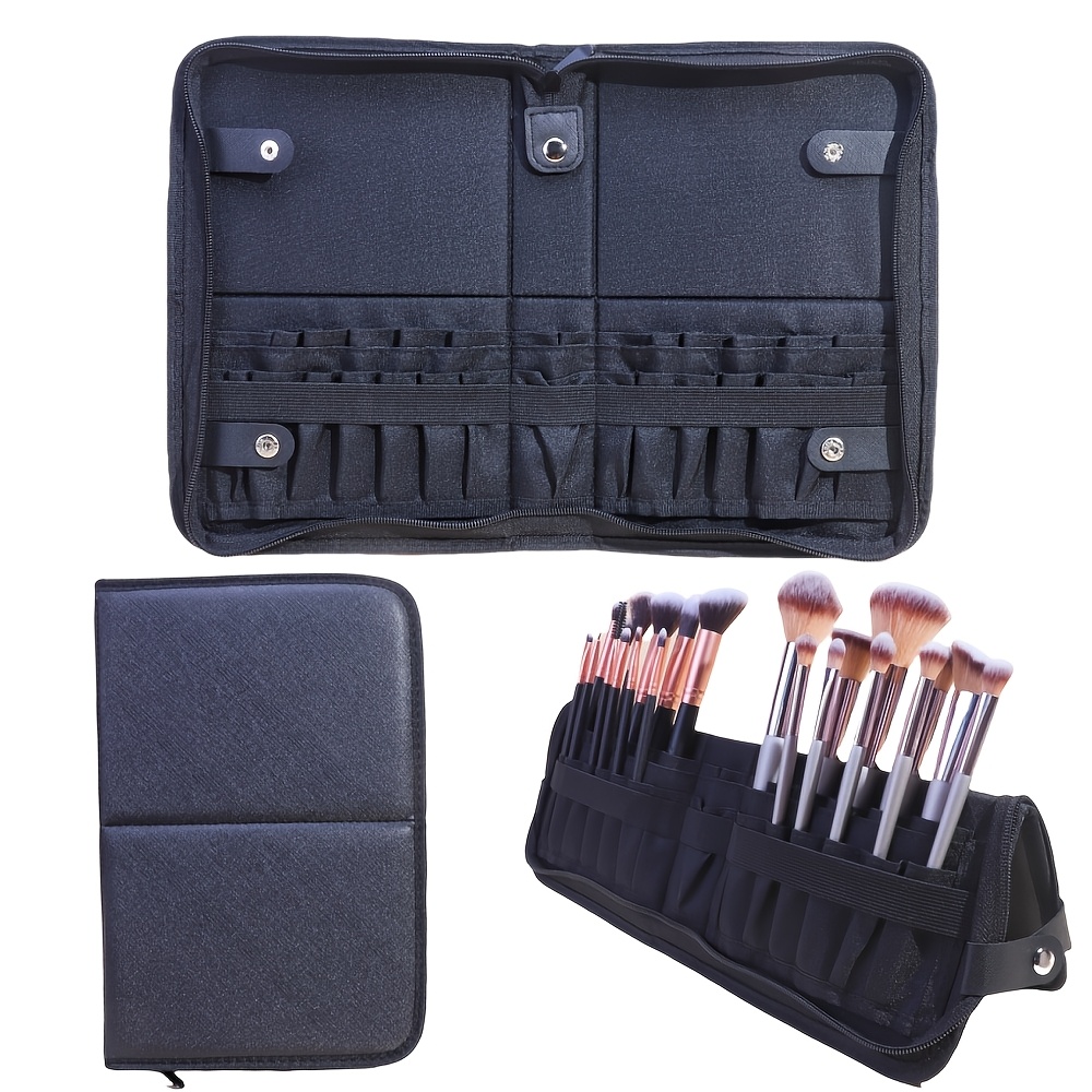 

29-slot Makeup Brush Storage Bag Black Large Capacity Makeup Brush Universal Portable Beauty Bag Makeup Artist Special Folding Bag Does Not Makeup Brushes