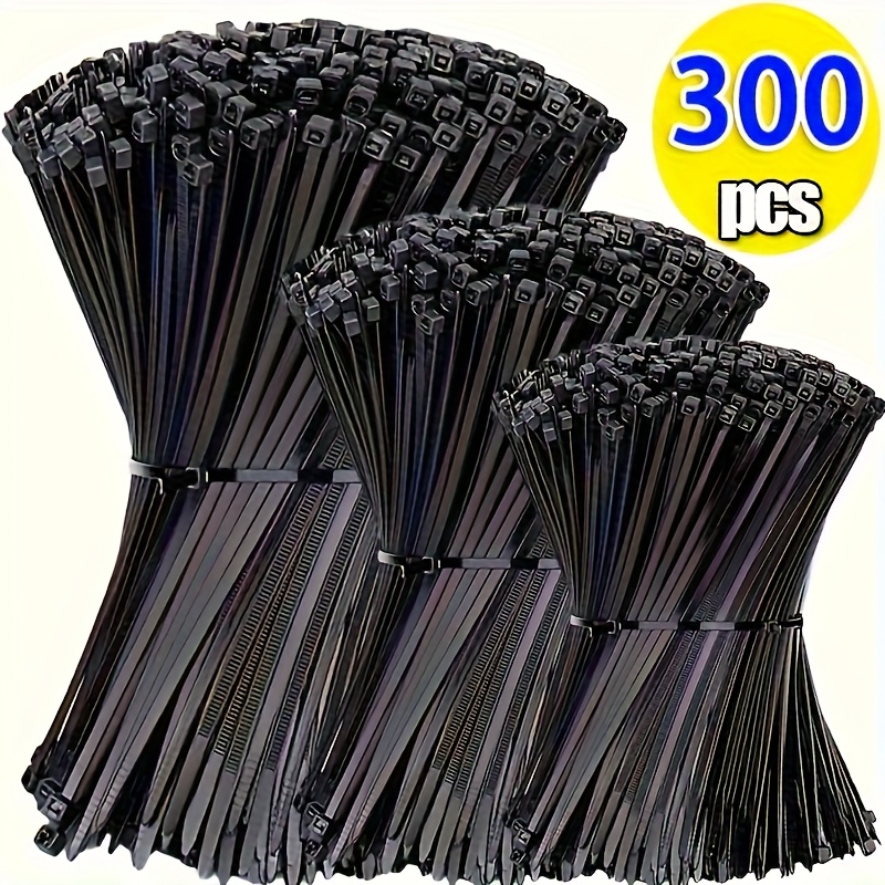 300pcs 4.0/6.0/8.0 Inch Black Nylon Cable Ties, Adjustable Self-locking Zipper, And Non-slip, Suitable For Outdoor Cables, Gardens And Household Multi-functional Straps