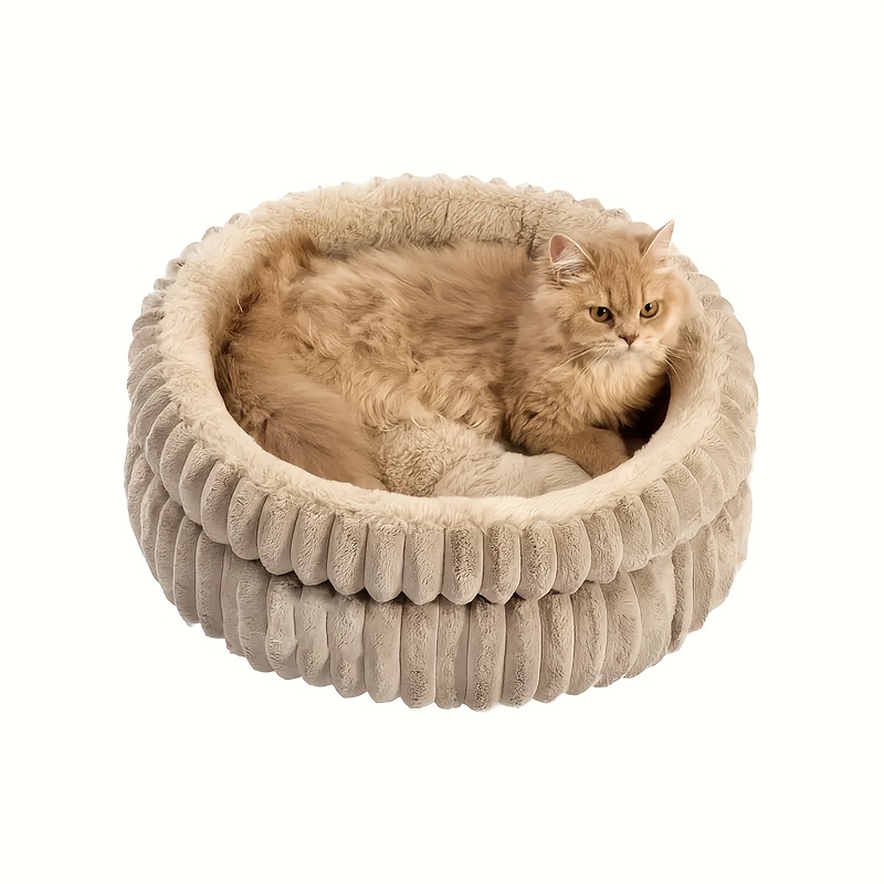 cozy plush round cat nest dog nest high quality pet bed with cushioned     retaining white   fur machine washable for     small to medium pets pet nesting furniture   retaining nest soft plush nest   Product details 4