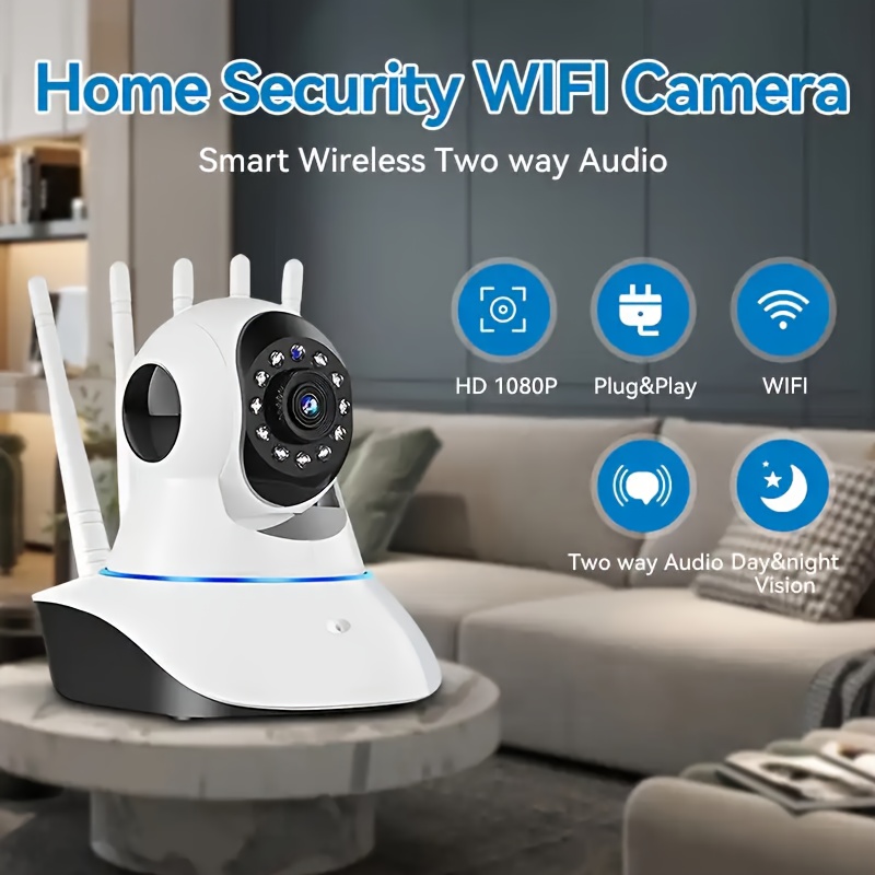 Monitor de bebé Cámara de seguridad para interiores y exteriores, WiFi,  cámara de vigilancia para el hogar, cámara Alexa con detección de IA, audio  de