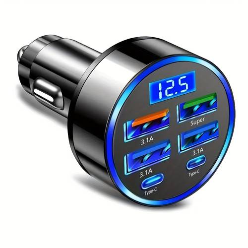 multi port with support car charger 6 port 2type c 4usb 36w fast with voltage tow six fast charger car charger