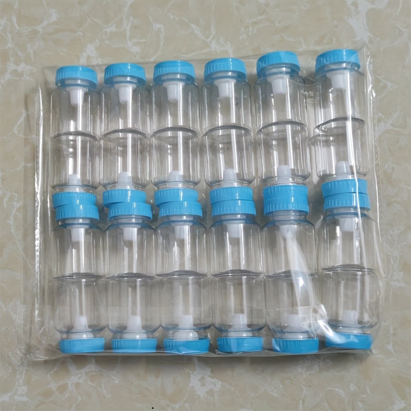 TEMU 24pcs Mini Plastic Baby Bottle Party Favors - Blue Pacifiers, Reusable Candy Containers (3.54" X 1.57"), Ideal For Baby Showers, Weddings &